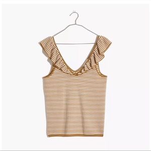 Madewell striped v neck ruffle sweater tank. Size small. Like new